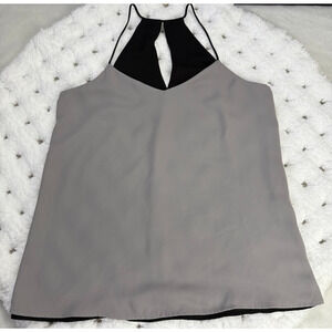 Express Gray and Black Halter soft Blouse Size S keyhole neckline -W/O tags‎